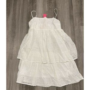 Lilly Pulitzer Shelli Resort White Eyelet Dress Size 4 NWT Tiered $229 B4